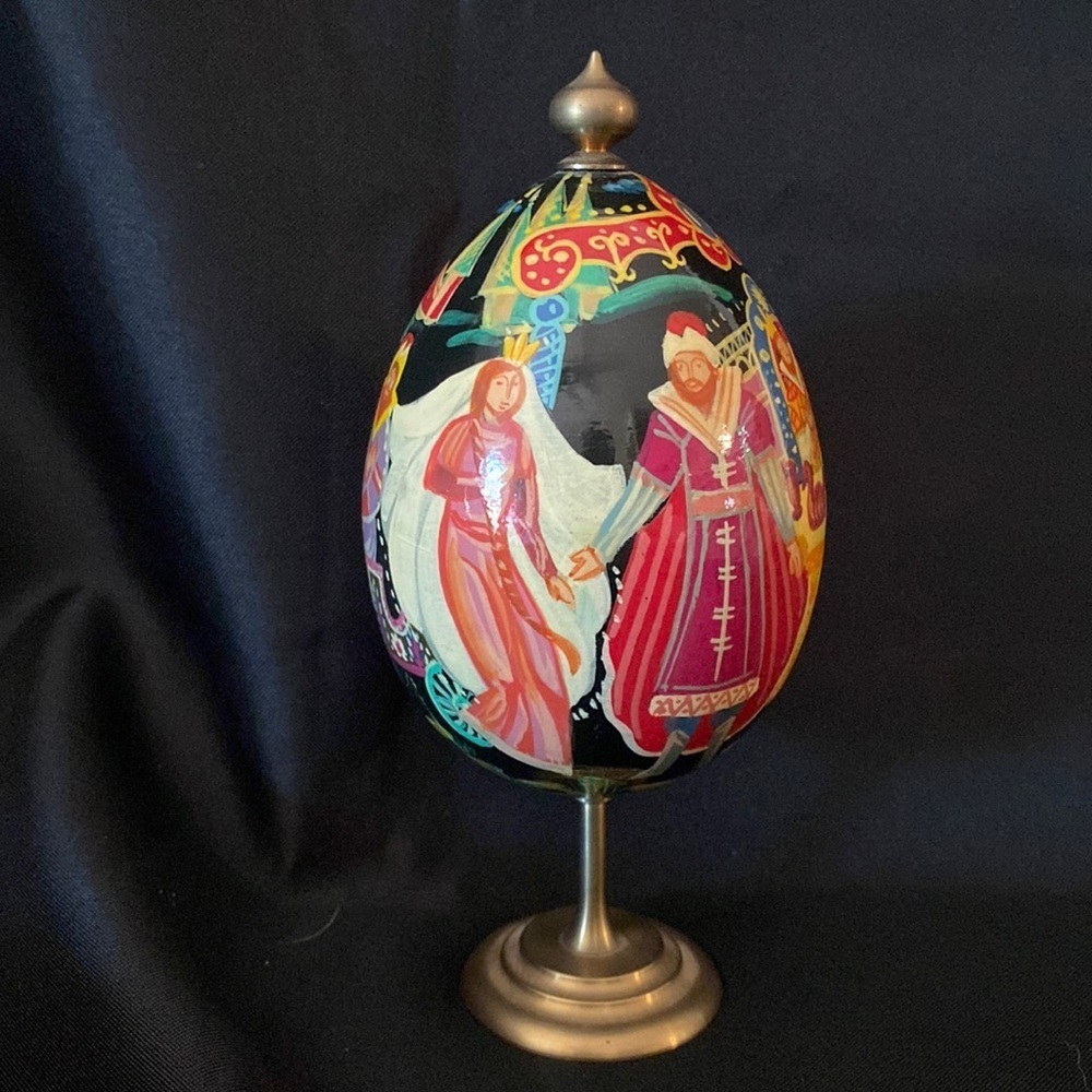 💠Russian Hand painted wood egg. Vintage.​